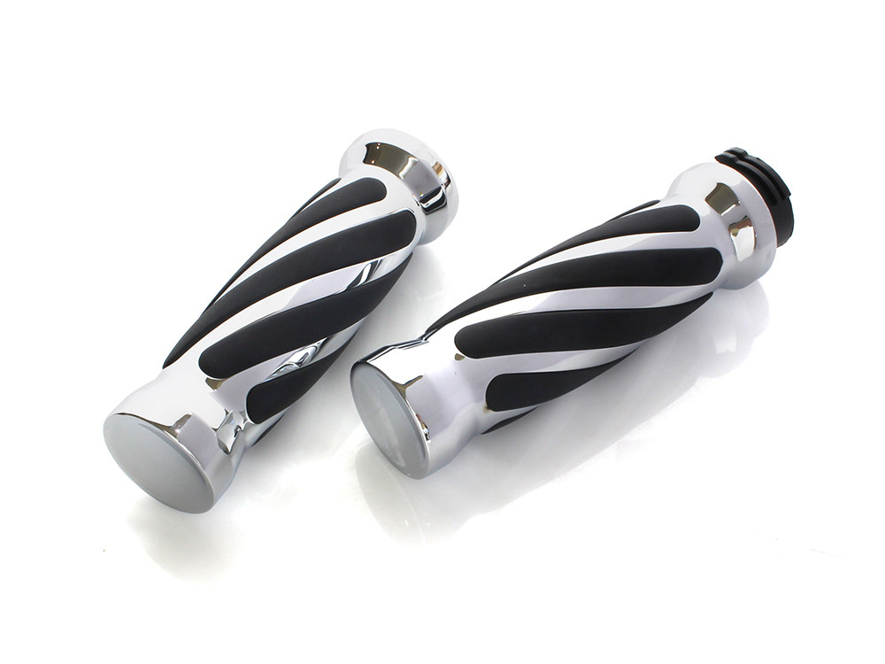 Rollies Speed Shop Twist Style Handgrips – Chrome. Fits H-D with Throttle Cable.