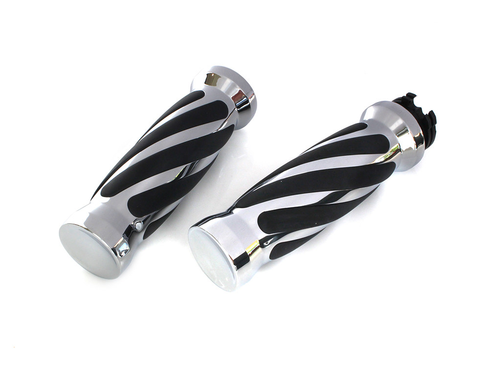 Rollies Speed Shop Twist Style Handgrips – Chrome. Fits H-D with Throttle Cable.