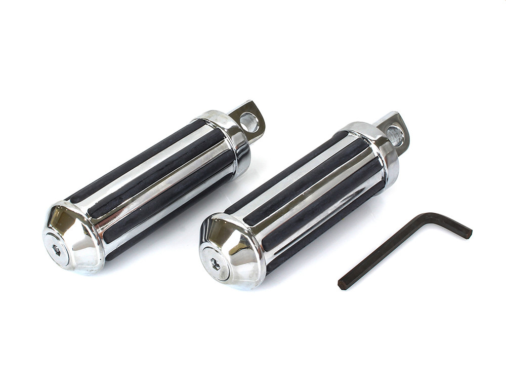Rollies Speed Shop Small Rail Style Footpegs with Male Mount – Chrome.