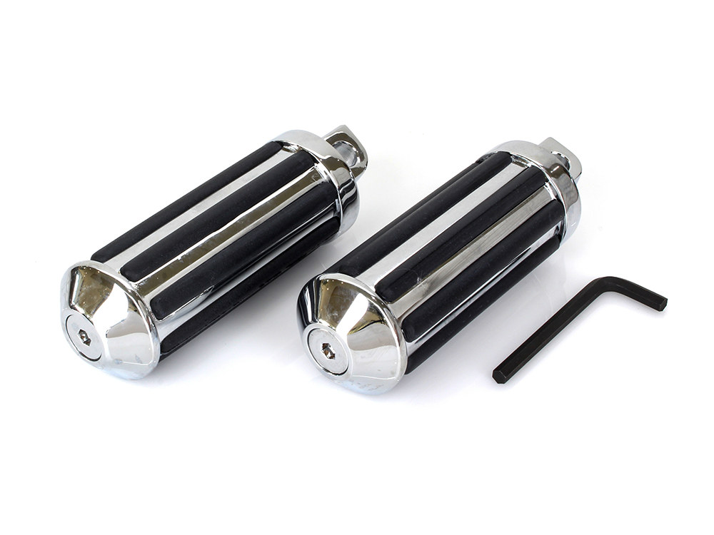 Rollies Speed Shop Large Rail Style Footpegs with Male Mount – Chrome.