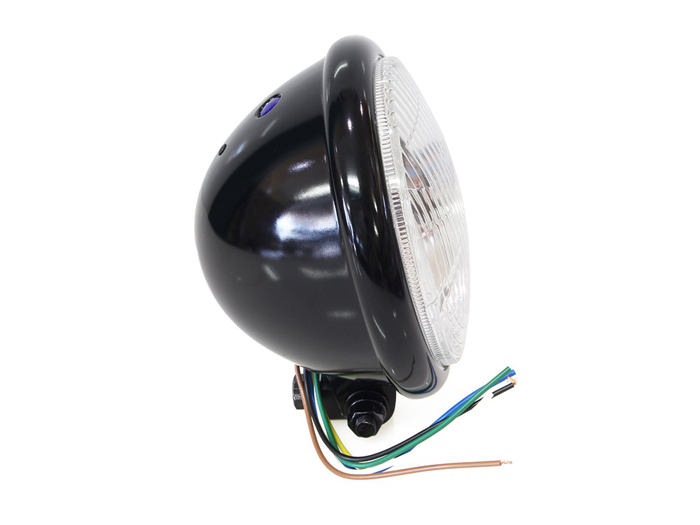 Rollies Speed Shop 5-3/4in. Batz Style Headlight with Bottom Mount – Black.