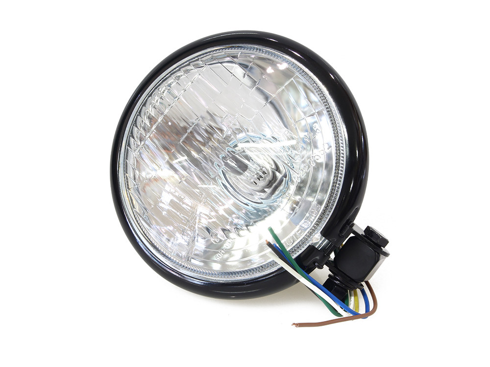 Rollies Speed Shop 5-3/4in. Batz Style Headlight with Bottom Mount – Black.