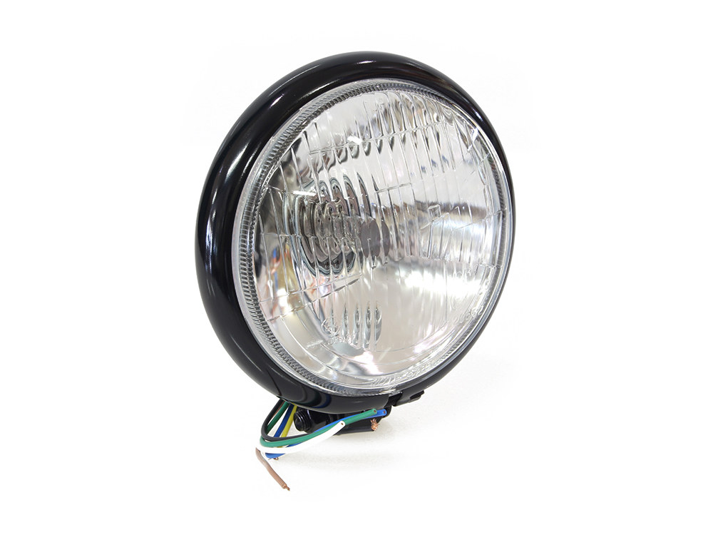 Rollies Speed Shop 5-3/4in. Batz Style Headlight with Bottom Mount – Black.