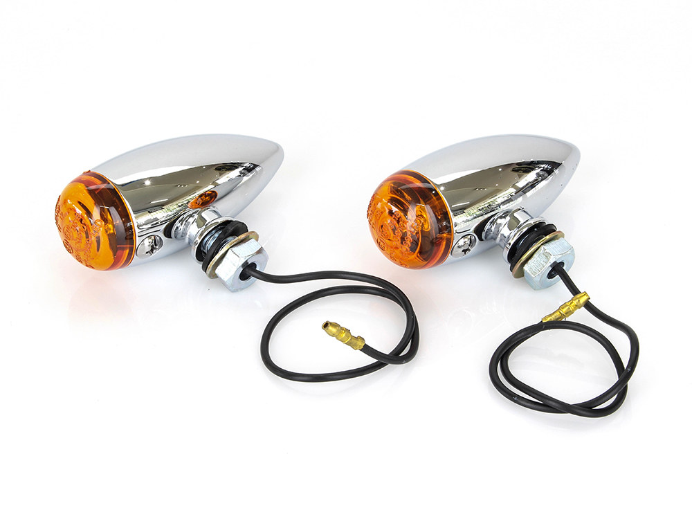Rollies Speed Shop Mini Stretch Bullet Turn Signal – Chrome.