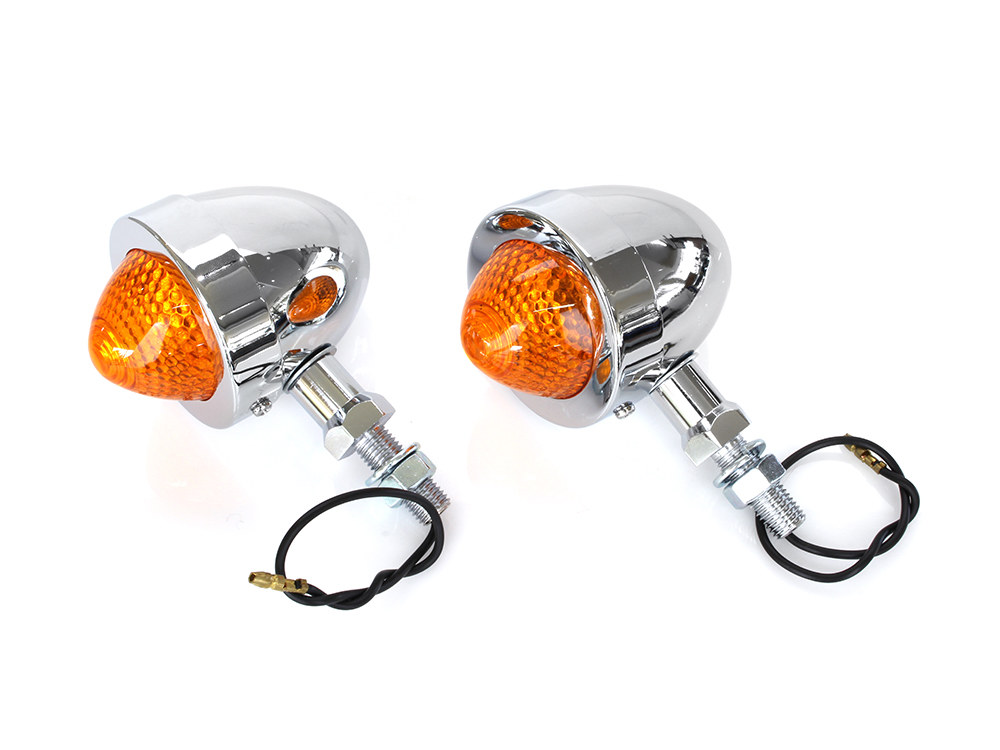 Rollies Speed Shop Mini Bullet Turn Signal with 2in. Mount Stud – Chrome.