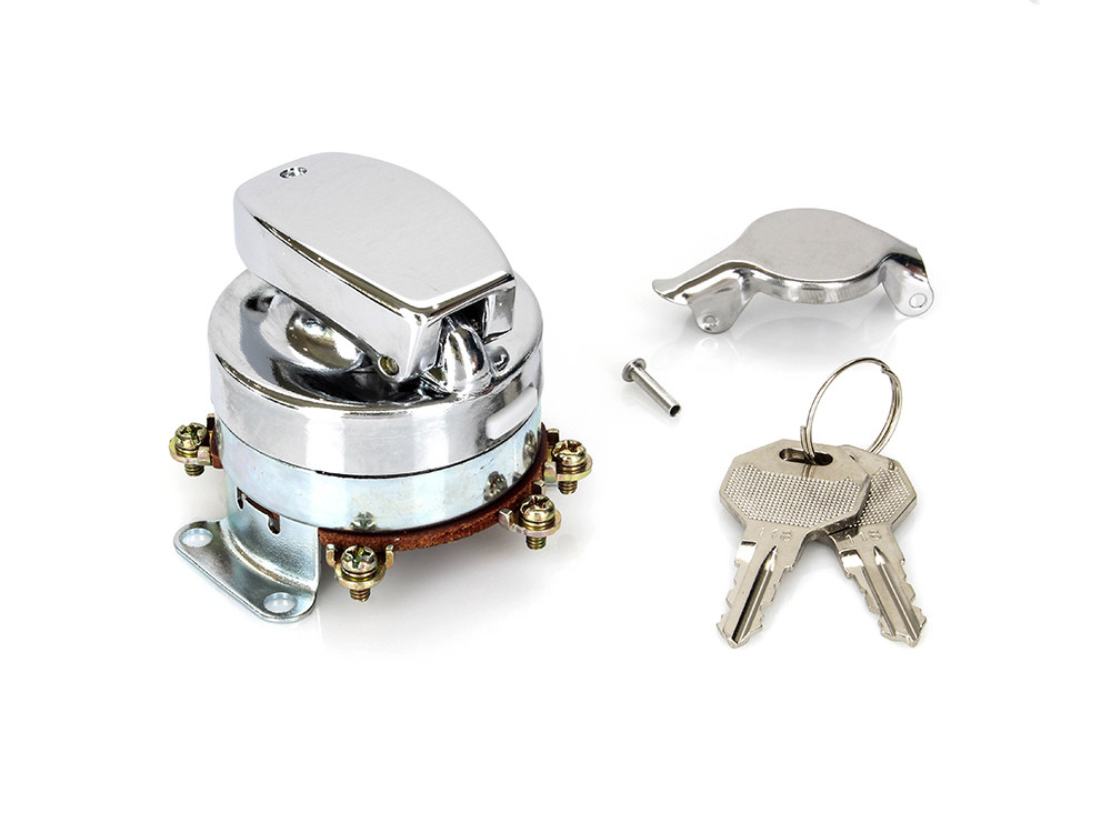 Rollies Speed Shop Ignition Switch – Chrome. Fits Big Twin 1936-1995.
