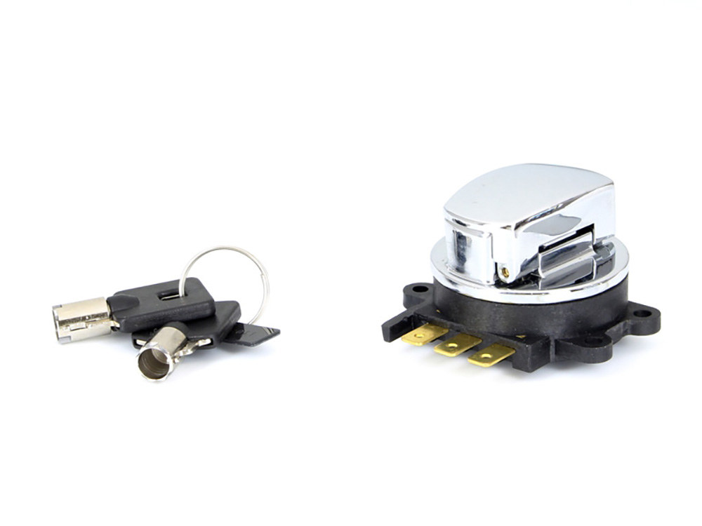 Rollies Speed Shop Ignition Switch – Chrome. Fits Softail 1996-2002, Road King 1994-2002 & Dyna Wide Glide 1993-2002.