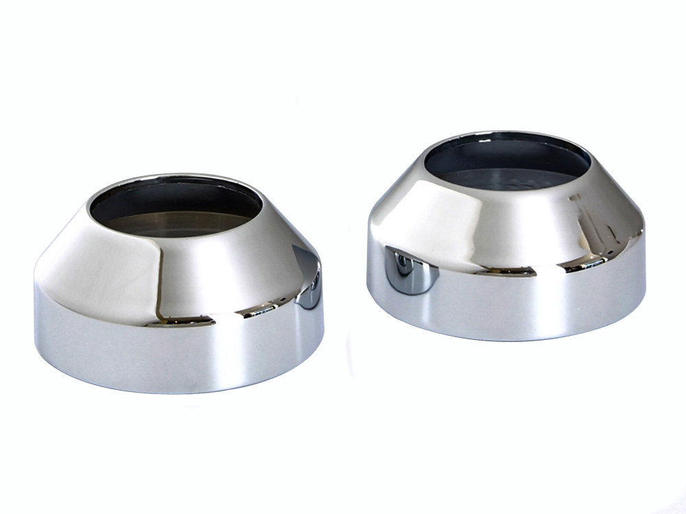 Rollies Speed Shop One-Piece Fork Boot Covers – Chrome. Fits Softail 1984-1999 & FXWG 1980-1986.