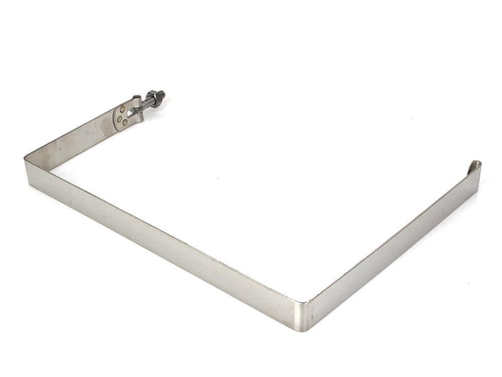 Rollies Speed Shop Battery Strap – Chrome. Fits FLH 1970-1984.