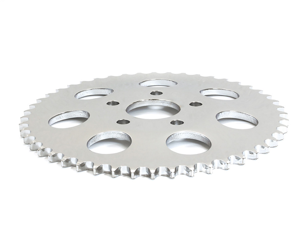Rollies Speed Shop 48 Tooth, 6mm Offset Steel Rear Chain Sprocket – Chrome. Fits Big Twin 1973-1999 & Sportster 1979-1981.