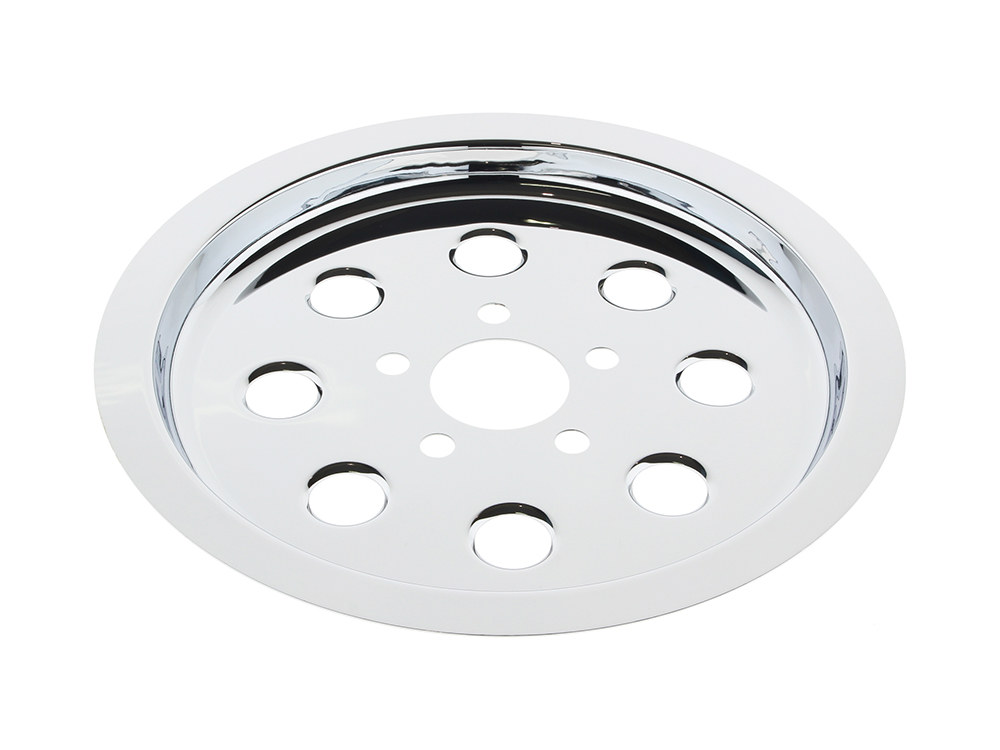 Rollies Speed Shop Rear Pulley Cover – Chrome. Fits Big Twin 1994-1999 with 65 Tooth Pulley.