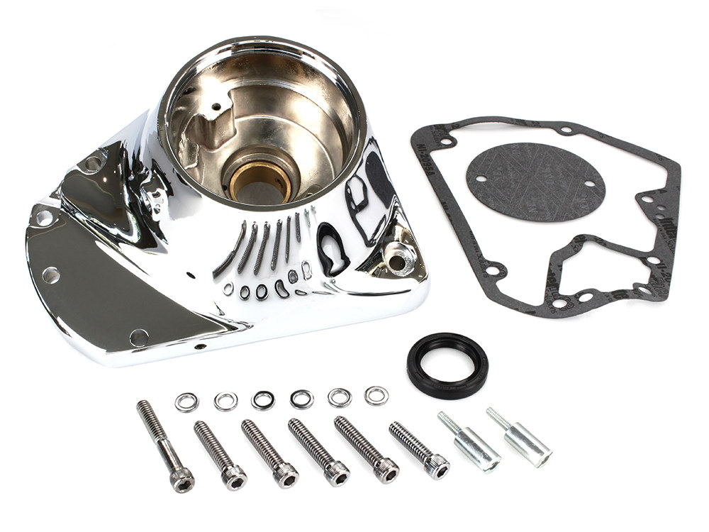 Rollies Speed Shop Cam Cover – Chrome. Fits Big Twin 1973-1992.