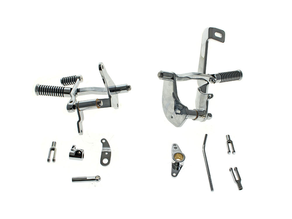 Rollies Speed Shop Forward Controls with O-Ring Footpegs – Chrome. Fits Sportster 1986-1990