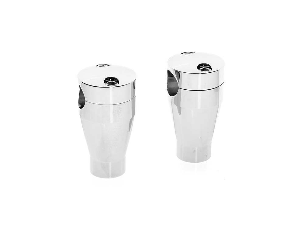 Rollies Speed Shop 3in. Round Top Risers – Chrome. Fits 1in. Handlebar.