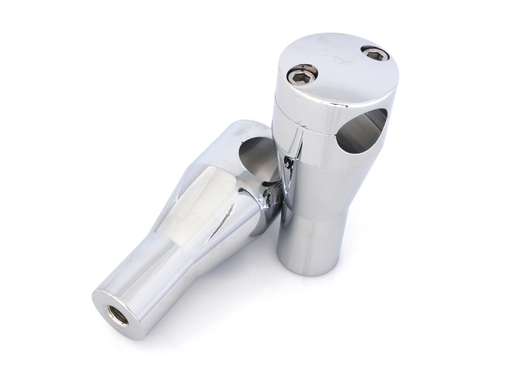 Rollies Speed Shop 4in. Round Top Risers – Chrome. Fits 1in. Handlebar.