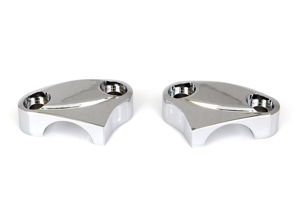 Rollies Speed Shop 2 Piece Handle Bar Top Riser Clamps – Chrome.