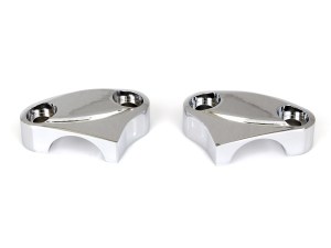 Rollies Speed Shop 2 Piece Handle Bar Top Riser Clamps – Chrome. Rollies Speed Shop 2 Piece Handle Bar Top Riser Clamps – Chrome.