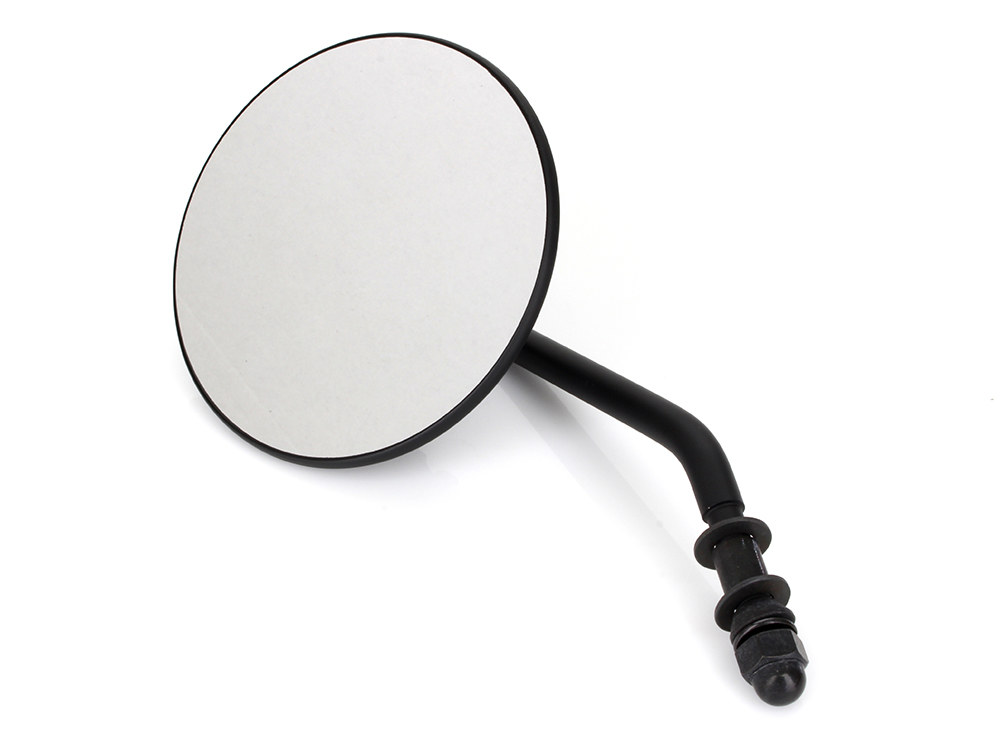 Rollies Speed Shop 4in. Round Mirror with Short Stem – Black. Fits Left.