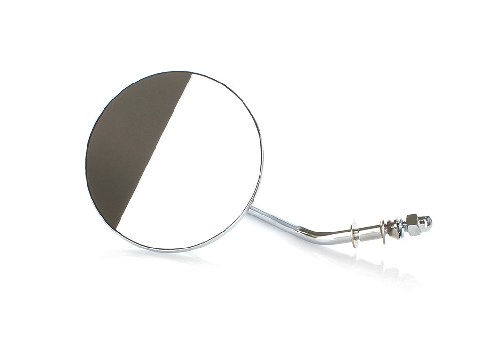 Rollies Speed Shop 4in. Round Mirror with Short Stem – Chrome. Fits Right.