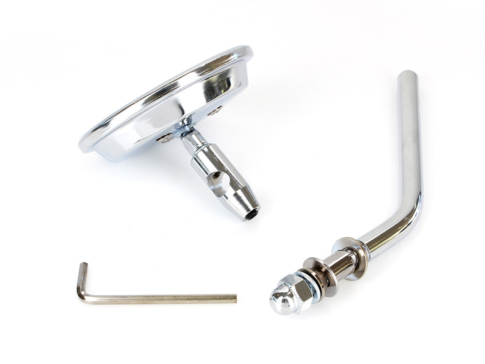 Rollies Speed Shop 3in. Round Mirror with Short Stem – Chrome. Fits Left & Right.