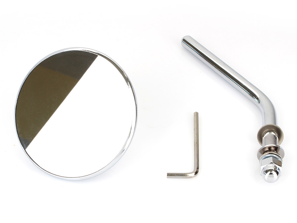 Rollies Speed Shop 3in. Round Mirror with Short Stem – Chrome. Fits Left & Right.