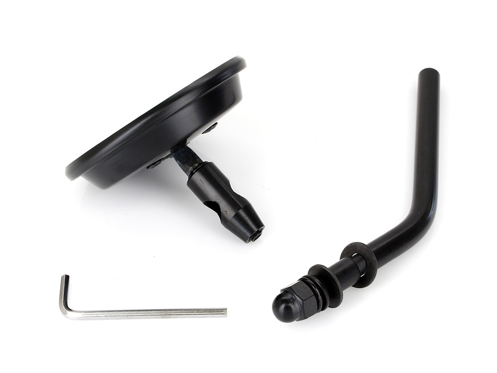 Rollies Speed Shop 3in. Round Mirror with Short Stem – Black. Fits Left & Right.