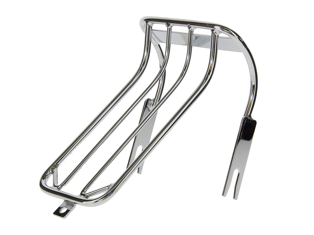 Rollies Speed Shop Luggage Rack – Chrome. Fits FXST 1984-1999 & FXWG 1980-1986 with Bob Tail Fender.