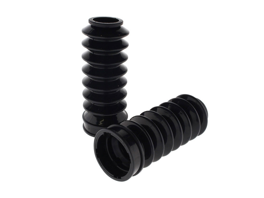 Rollies Speed Shop 39mm Rubber Fork Boot Gaiters – Black. Fits Dyna 1991-2005, FXR 1987-1994 & Most Sportster 1987-2021