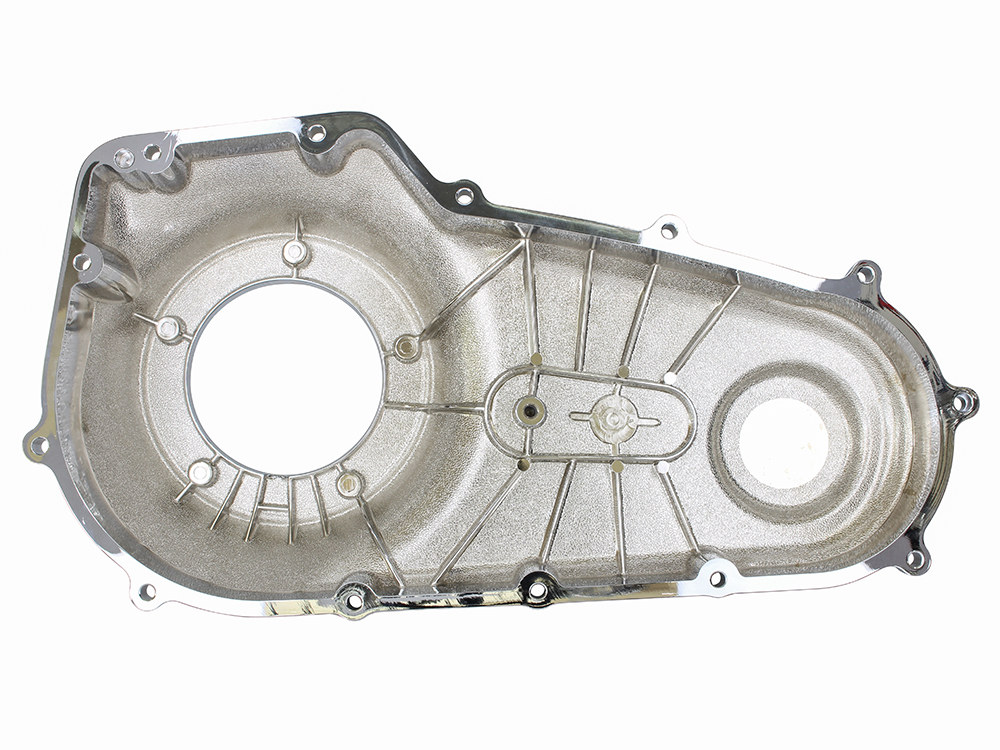 Rollies Speed Shop Outer Primary Cover – Chrome. Fits Softail 2007-2017 & Dyna Wide Glide 2006-2017.