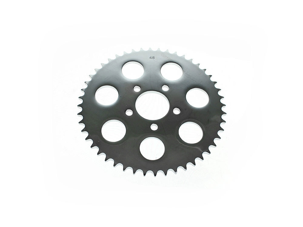 Rollies Speed Shop 48 Tooth, Flat Steel Rear Chain Sprocket – Chrome. Fits Big Twin 2000up & Sportster 2000-2021.