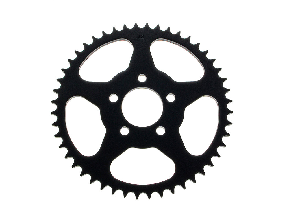Rollies Speed Shop 48 Tooth, Flat Steel Rear Chain Sprocket – Black. Fits Big Twin 2000up & Sportster 2000-2021.