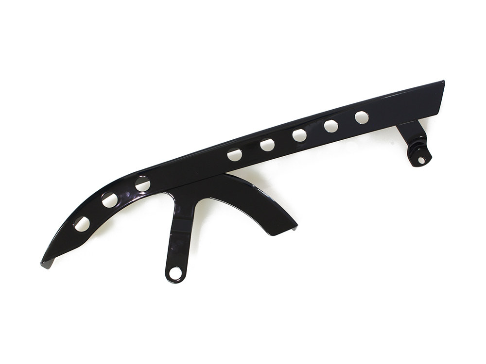 Rollies Speed Shop Upper Belt Guard with Holes – Gloss Black. Fits Sportster 2004-2021.