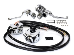 Rollies Speed Shop Handlebar Control Kit – Chrome. Fits Big Twin & Sportster 1996-2006 Models with Front Single Disc Rotor. Rollies Speed Shop Handlebar Control Kit – Chrome. Fits Big Twin & Sportster 1996-2006 Models with Front Single Disc Rotor.