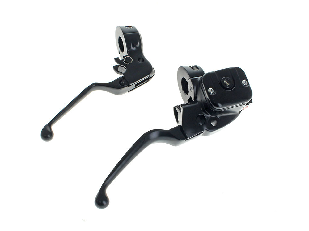 Rollies Speed Shop Handlebar Control Kit – Black. Fits Most Big Twin & Sportster 1996-2011 Models with Front Dual Disc Rotors.