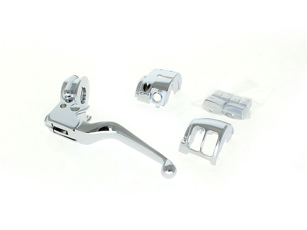 Rollies Speed Shop Handlebar Control Kit – Chrome. Fits Single Disc Softail 2011-2014 & Dyna 2012-2017