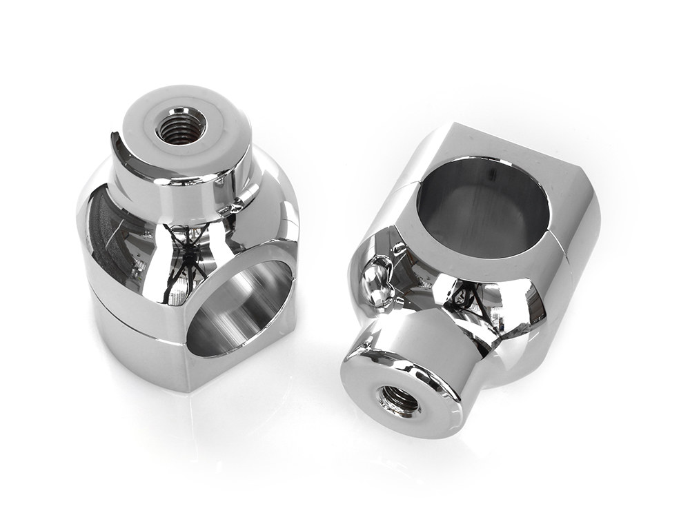 Rollies Speed Shop 1-1/2in. Tall Billet Risers – Chrome. Fits 1-1/2in. Handlebars.