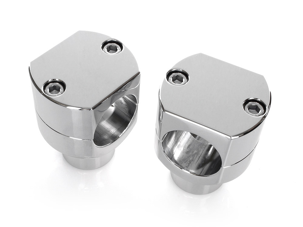 Rollies Speed Shop 1-1/2in. Tall Billet Risers – Chrome. Fits 1-1/2in. Handlebars.
