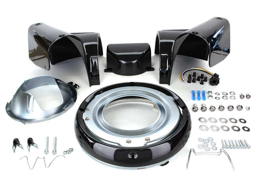 Rollies Speed Shop Freight Train Nacelle – Gloss Black. Fits FL Softail 1986-2017.