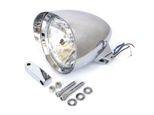 Rollies Speed Shop 5-3/4in. Billet Headlight with Visor & Extended Mount – Chrome. Rollies Speed Shop 5-3/4in. Billet Headlight with Visor & Extended Mount – Chrome.