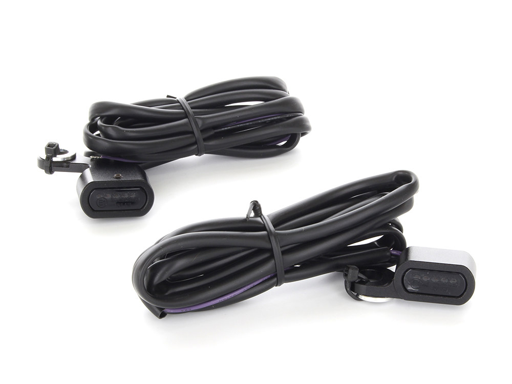 Rollies Speed Shop Under Perch Turn Signals – Black. Fits Softail 1984-2014, Dyna 1991-2017 & Sportster 1982-2003.