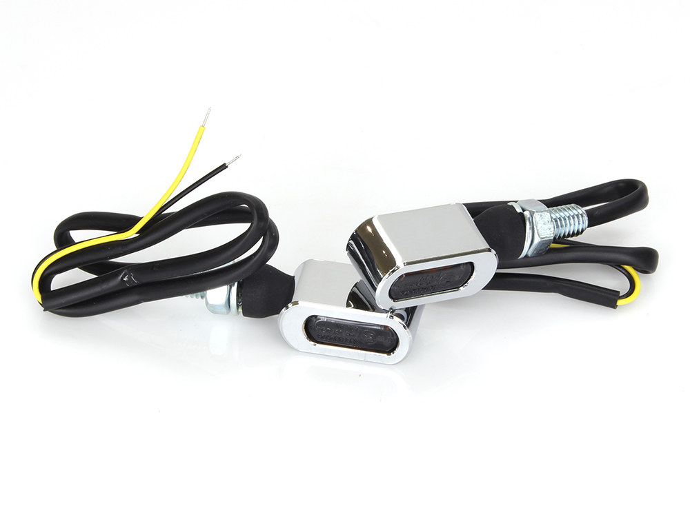 Rollies Speed Shop Slim Line LED Turn Signals – Chrome. Matches Front Under Perch Indicators.