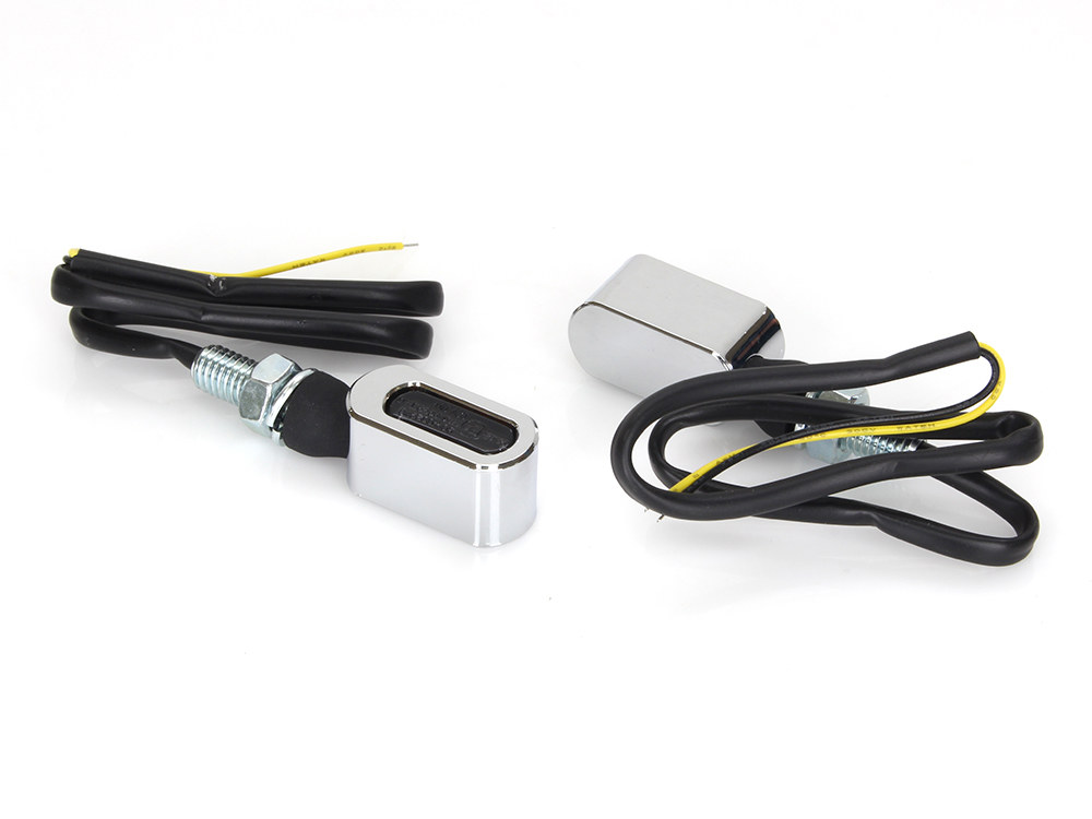 Rollies Speed Shop Slim Line LED Turn Signals – Chrome. Matches Front Under Perch Indicators.