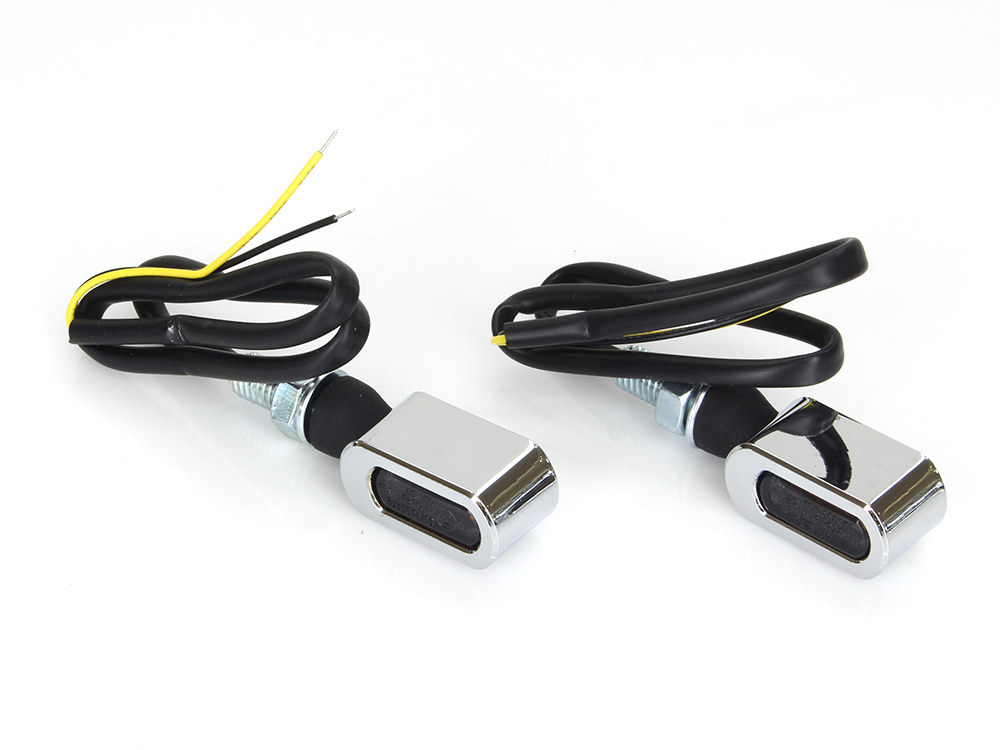 Rollies Speed Shop Slim Line LED Turn Signals – Chrome. Matches Front Under Perch Indicators.