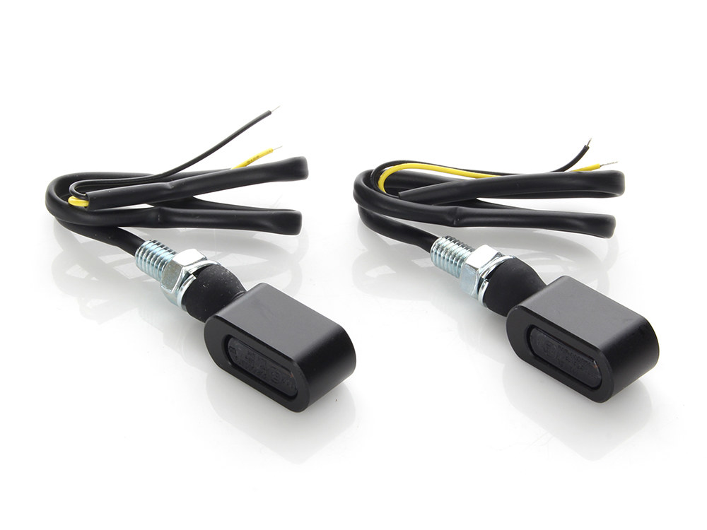 Rollies Speed Shop Slim Line LED Turn Signals – Black. Matches Front Under Perch Indicators.