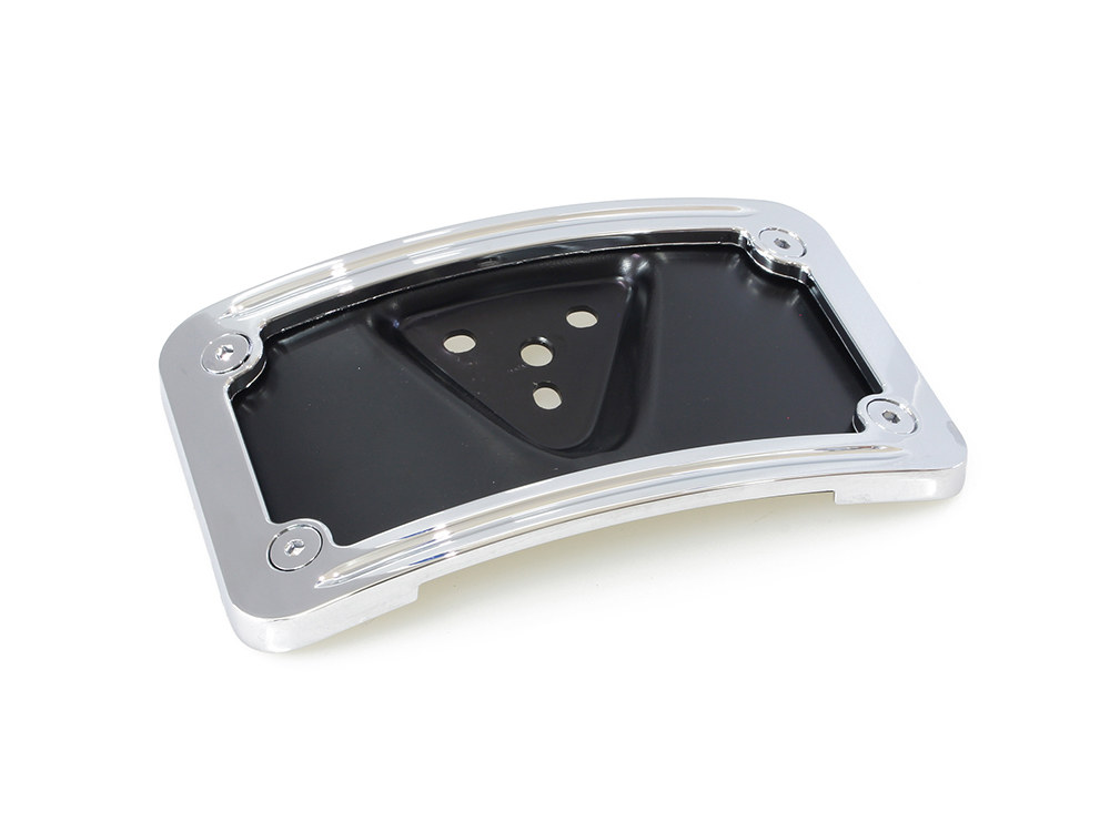 Rollies Speed Shop Laydown Curved Number Plate Frame with Mount – Chrome.