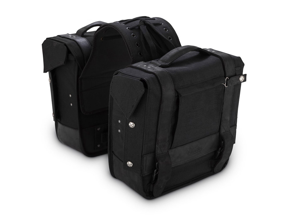 Burly Brand Throw-Over Saddlebags – Black Cordura.