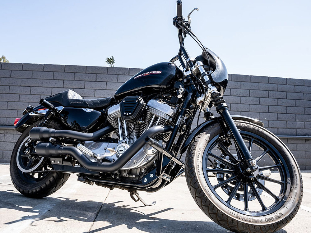 Burly Brand Front & Rear Brawler Crash Bar Kit – Black. Fits Sportster 2004-2021 with Mid-Mount Controls