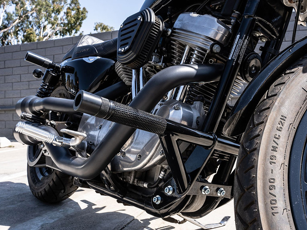 Burly Brand Front & Rear Brawler Crash Bar Kit – Black. Fits Sportster 2004-2021 with Mid-Mount Controls