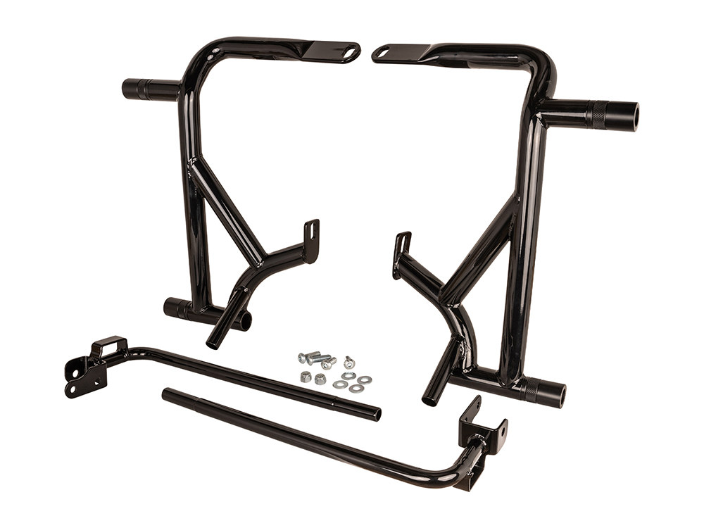 Burly Brand Front & Rear Brawler Crash Bar Kit – Black. Fits Touring 2014-2023