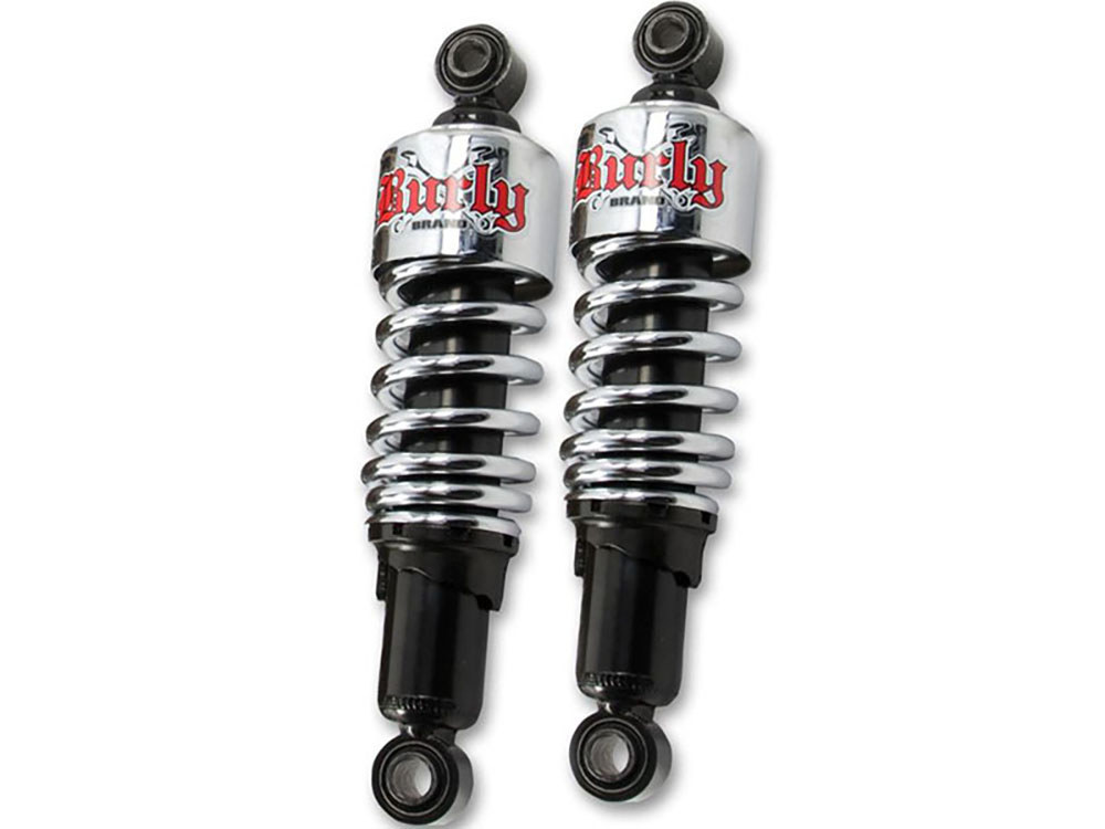 Burly Brand 10-1/2in. Slammer Rear Shock Absorbers – Chrome. Fits Dyna 1991-2017.